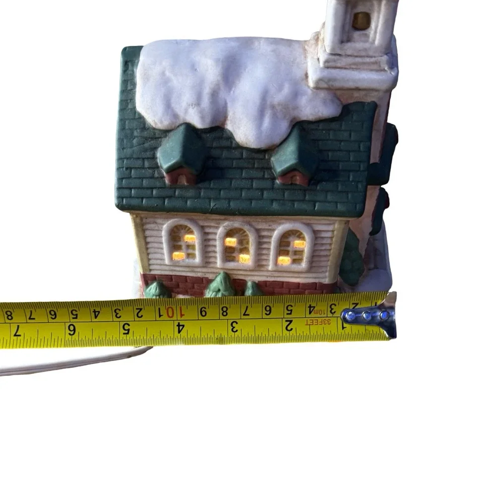 Vintage 1993 DHC Porcelain Church Nightlight Christmas Village Dayton Hudson